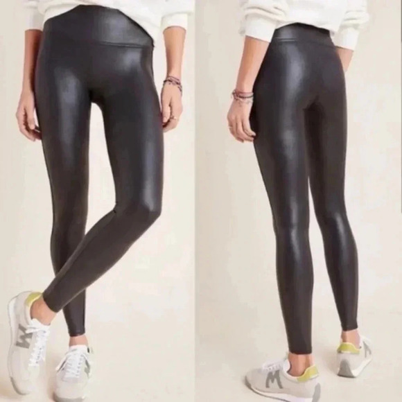 Spanx Faux Leather Leggings High Waisted Rise Black Tights Leggings